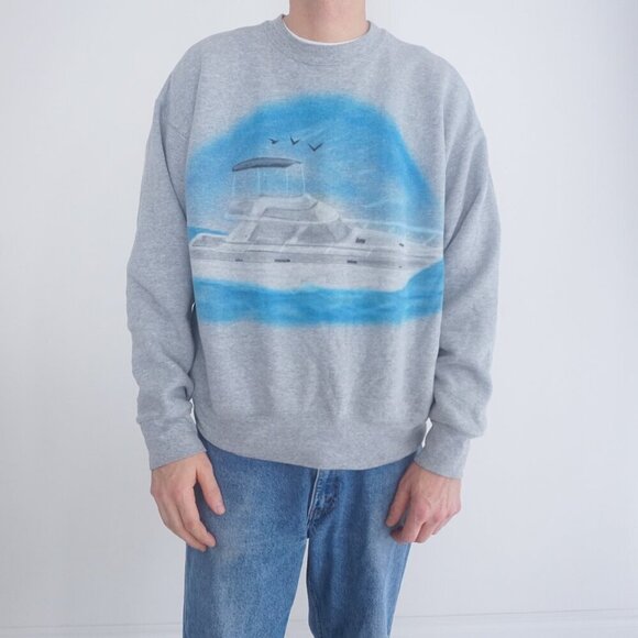 Vintage '90S Munsingwear Lifestyle Ocean Yacht Boat Crewneck Sweater XL - Picture 1 of 10